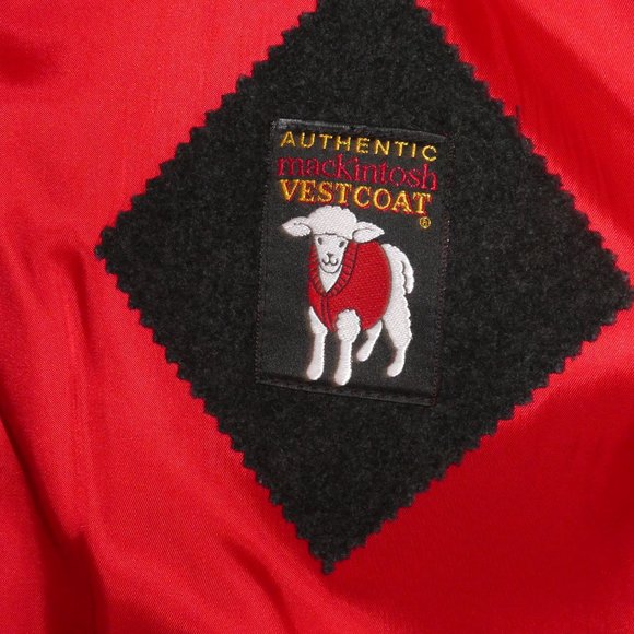 VINTAGE MACKINTOSH VESTCOAT-WOOL-DEEP GREY AND RED-SIZ 6-MADE I N USA - Picture 3 of 9